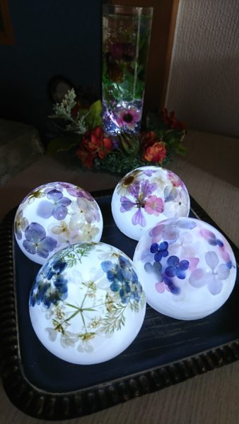 キャンドルサンプル 押し花が浮き上がるキャンドル