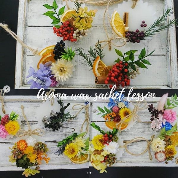 川越市内高校保護者対象アロマワックスサシェ講座作品