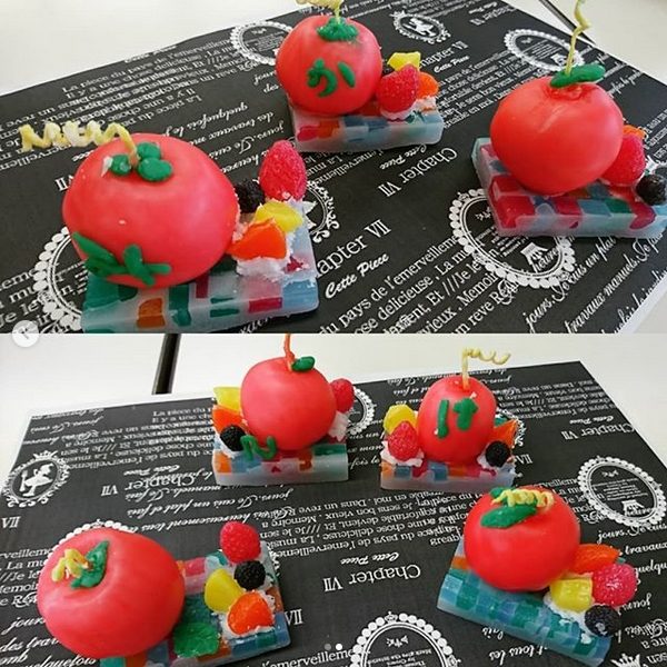 川越市社会福祉センターオアシス　出張講座第３回目作品リンゴキャンドル