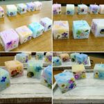 押し花のスクエアキャンドル